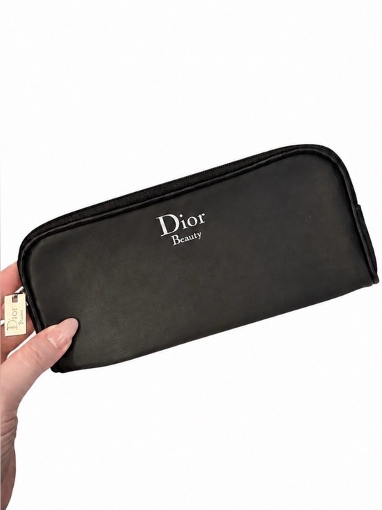 Handbags - Vintage Christian Dior Beauty Logo Black Zipper Makeup Cosmetic Zip Case Pouch